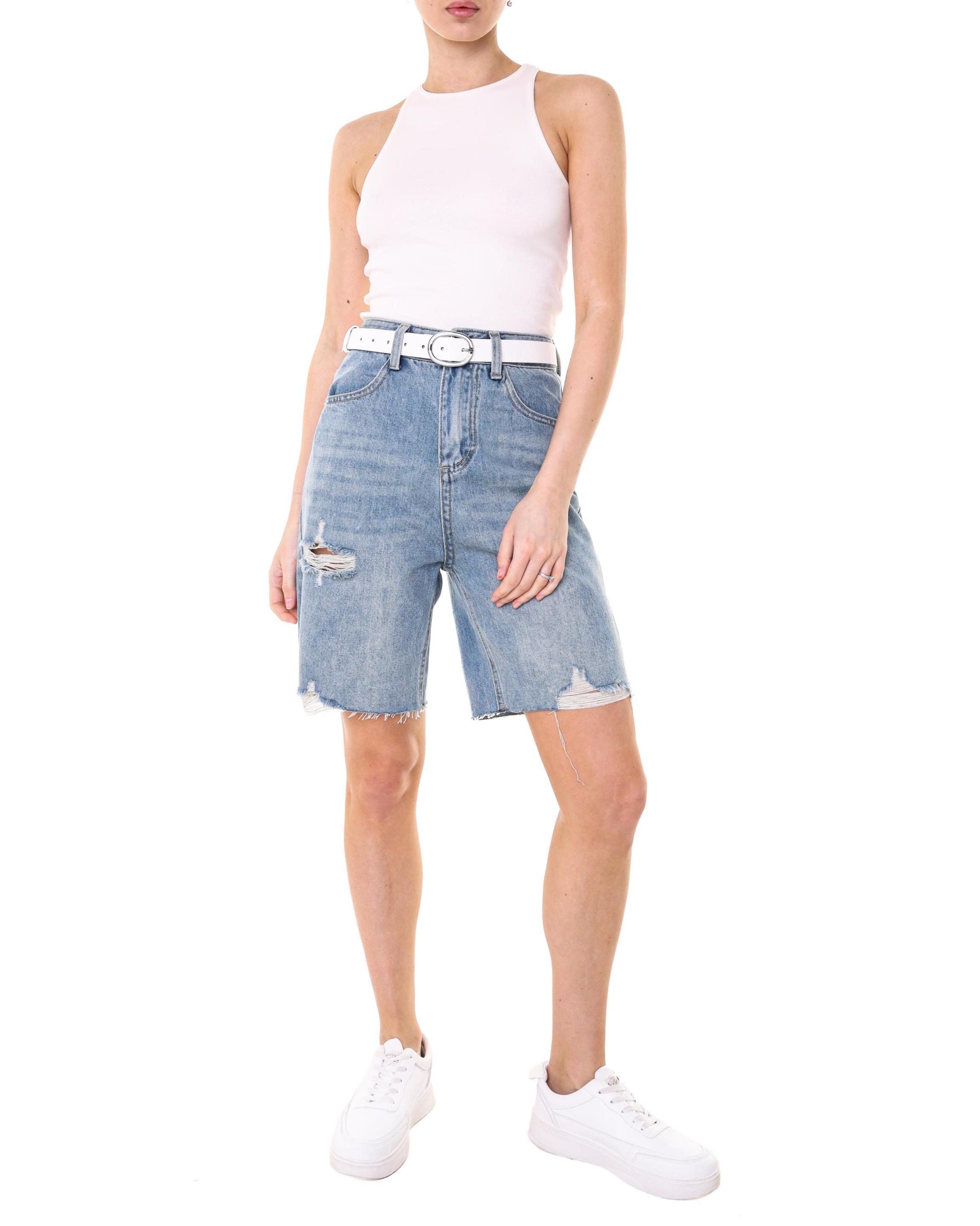 Hailey Mid Rise Tulip Hem Cut Off Shorts LD23